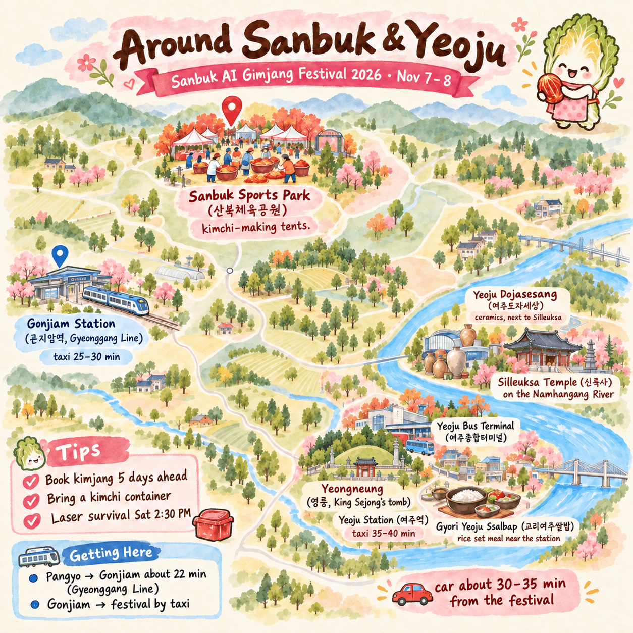 Illustrated map around Sanbuk and Yeoju